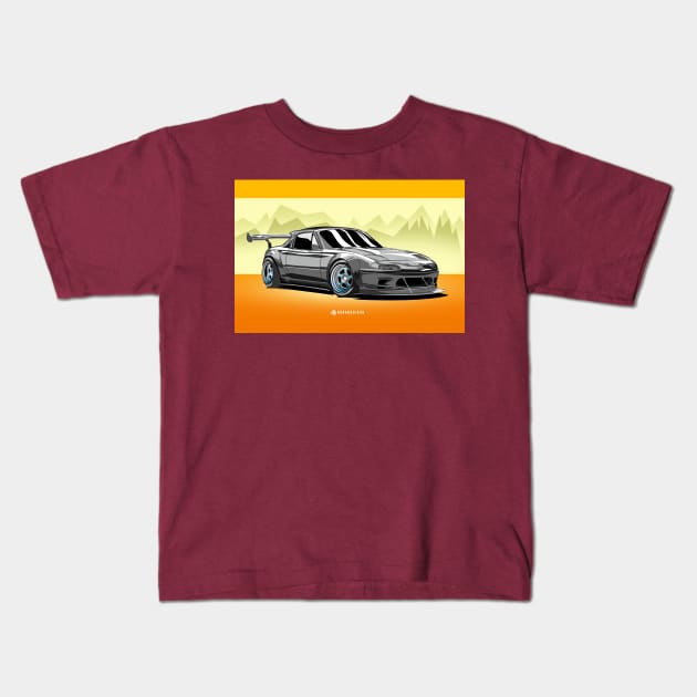 Miata Mazda Mx5 illustration graphics Kids T-Shirt by ASAKDESIGNS